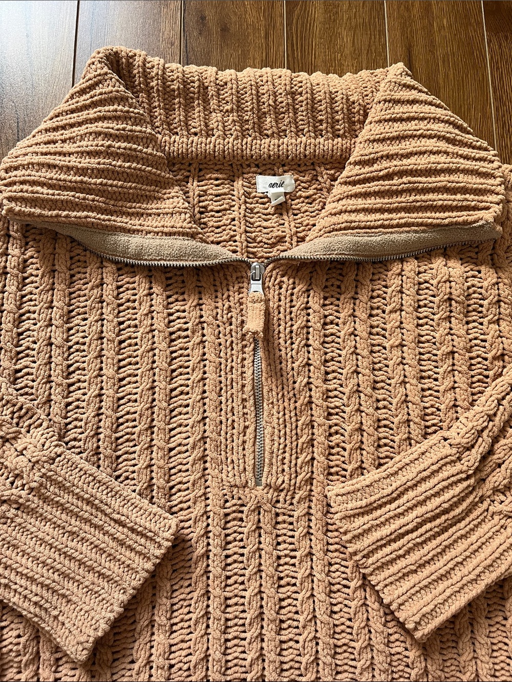 Aerie Tan Cable Knit Sweater